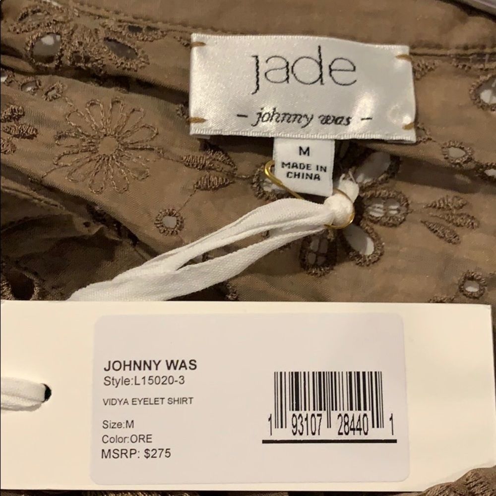 Johnny Was Vidya Eyelet Shirt Oregano Medium NWT - Picture 6 of 6